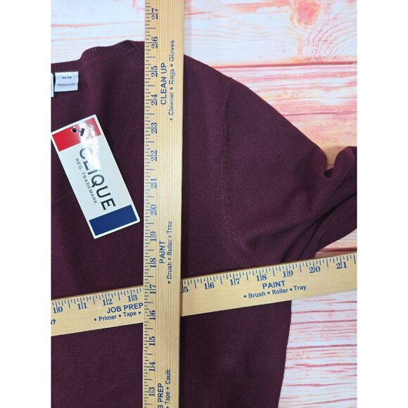 Clique Mens Burgundy V-Neck Sweater Medium NWT - Picture 8 of 8